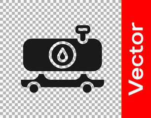Black Fuel tanker truck icon isolated on transparent background. Gasoline tanker. Vector.