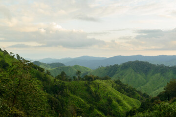 Landscape view of the mountain when seen from the viewpoint of Chong Yen, Mae Wong National Park, Kamphaeng Phet, Thailand.