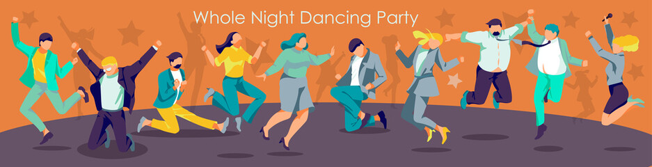 Live singing party. People singing song together with microphones. karaoke party, contest, competition, festival, live performance flat vector illustration