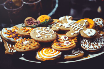 cookies and desserts on a dark background