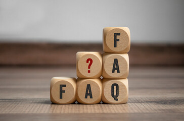 Cubes and dice with acronym faq frequently asked questions