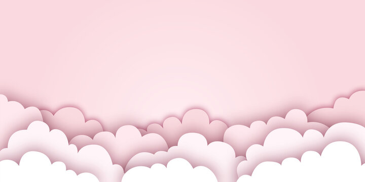 Hintergrund in Papierschnitt, Wolken. Banner, Freisteller. Valentinstag, Muttertag	