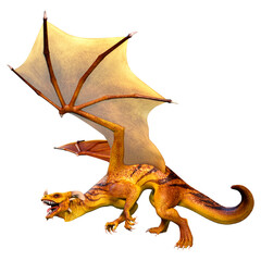 Fototapeta premium 3D Rendering Fairy Tale Dragon on White