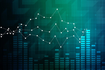2d rendering Stock market online business concept. business Graph 