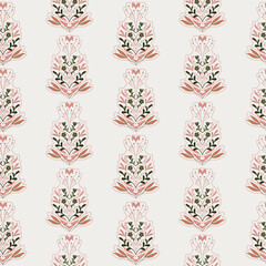 Vector seamless pattern with flowers in a white background.