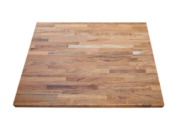 Wooden board view in perspective isolated on white with clipping path