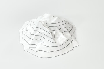 Topographic map background Valley and mountain, 3d rendering.