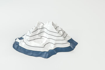 Topographic map background Valley and mountain, 3d rendering.