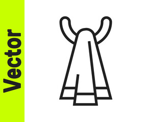 Black line Towel on a hanger icon isolated on white background. Bathroom towel icon. Vector.