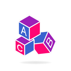 Colorful alphabet cubes icon isolated on white background. Vector illustration