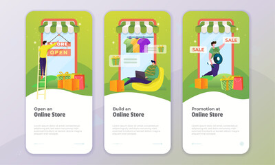 Open an online shop illustration on onboard screen concept