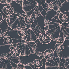 Seamless Pattern with Quince, Squash and Zucchini