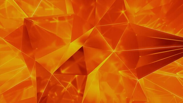 Futuristic, High Tech, orange and yellow animated background, with network lines conveying a connectivity concept. 3D render