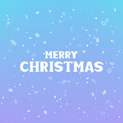 Merry Christmas text and falling snow