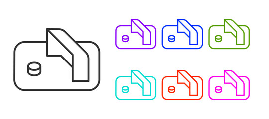 Black line Ice hockey goal with net for goalkeeper icon isolated on white background. Set icons colorful. Vector.