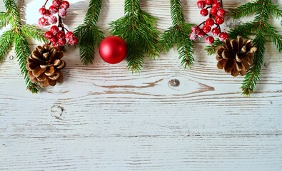 christmas background with christmas tree and decorations