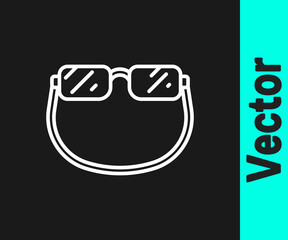 White line Eyeglasses icon isolated on black background. Vector.