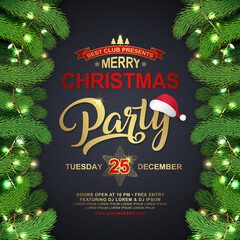 Merry christmas and happy new year party banner design template 