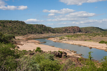 Fototapeta na wymiar Landscape view from Olifants river scenic viewpoint in Kruger National Park, South Africa