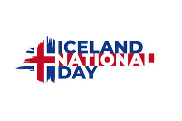 Happy Iceland National Day greeting card, banner, poster design print.  Icelandic flag grunge vector illustration on white background. European national holiday. Vector illustration