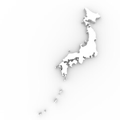Japan map on a white background. 3d rendering