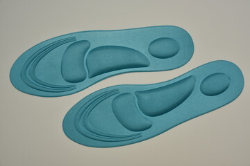 Blue Memory Foam  Shoe Insoles on a white background