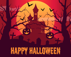 Halloween Background Flat Design Template Vector