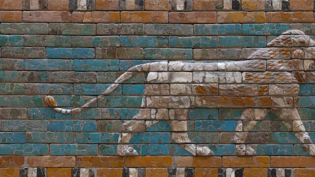 Glazed brick bas relief of Ishtar Gate of Babylon
