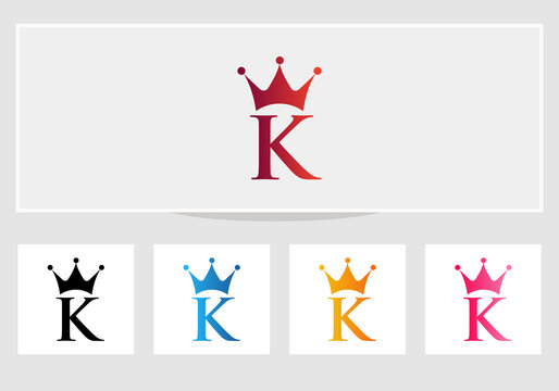 Royal king icon. Modern luxury brand element sign with K letter
