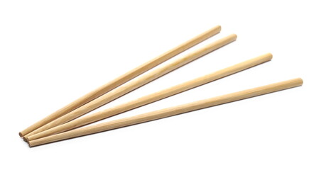 Asian wooden chopsticks for eating isolated on white background