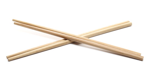 Asian wooden chopsticks for eating isolated on white background