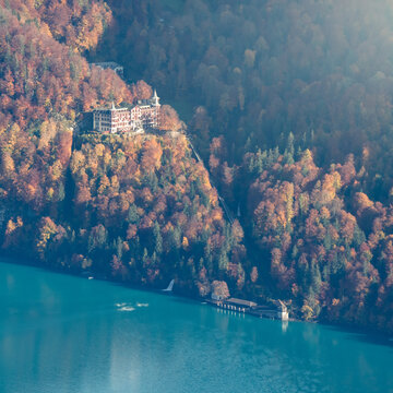 Grandhotel Giessbach on a beautiful autumn day at Lake Brienz