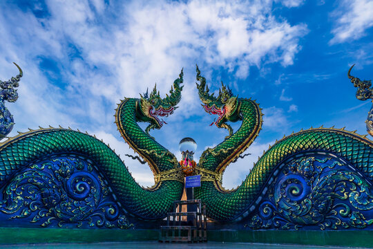 Naga or serpent statue in Wat khao phra kru temple, Chonburi province thailand, 