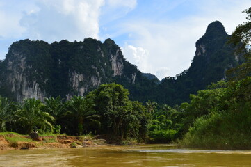 The beautiful nature and landscapes of the Khao Sok National Park in Thailand