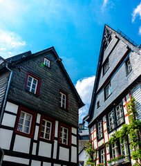 Germany, Monschau, a sign on the side of a building