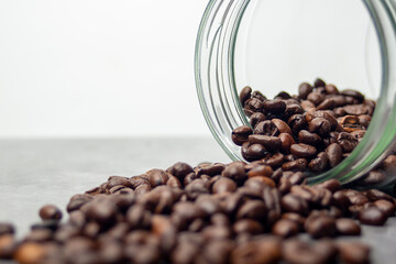 Coffee beans in a glass jar