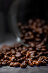 Coffee beans in a glass jar
