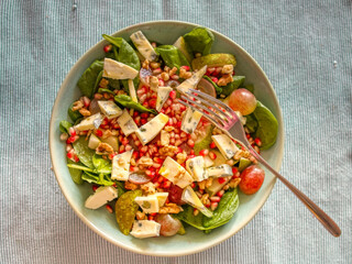 Light, colorful, delicious fruits salad.