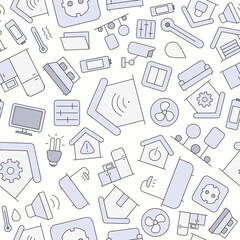 Smart House - Vector color background (seamless pattern) of home security management technologies for graphic design