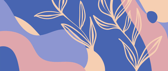 Botanical abstract organic shapes background vector in warm earthy colors. Modern Art design for web backgrounds, Social stories, Print, Cover, Wallpaper, Wall arts, Stationery, Branding, Packaging.