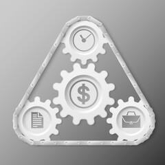 Element of infographics. Mechanism with gears and chain.
