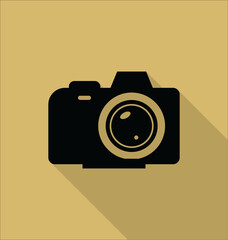 Photo camera icon isolated on yellow background