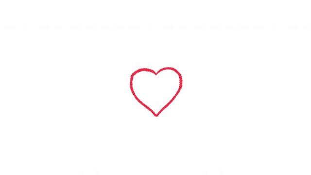 Hand drawn filling heart animation, isolated on white background, motion graphics.