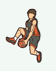 Basketball player action cartoon graphic vector
