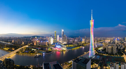 Night view of Guangzhou City, Guangdong Province, China