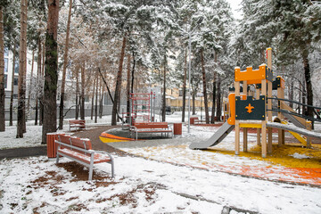 Playground under the snow, first snow