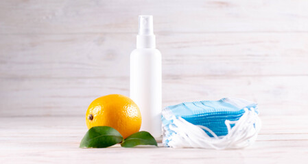 Concept: citrus fuits help strenghten immune system and prevent virus covid-19 contagion. Banner