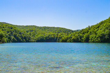 Fototapeta na wymiar Lakes and waterfalls in Plitvice Lakes National Park, Croatia