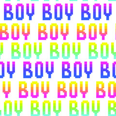 Seamless vector pixel boy signs pattern. Multicolor rainbow repeat trendy background. 10 eps design. For fabric, textile, cover, wrapping, banner, web etc.