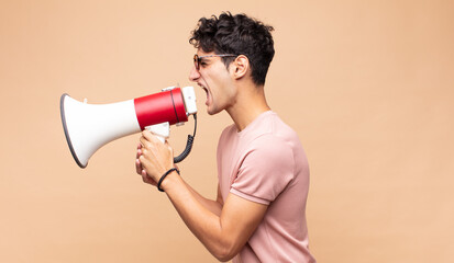young man with a megaphone